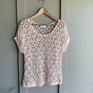 NET Ladies Peach Open Crochet Knit Peach Sweater Size: S